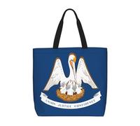 Louisiana State Flag Print Eco-Friendly Lightweight Tote Crossbody Fashionable Handbag Reusable Travel Work