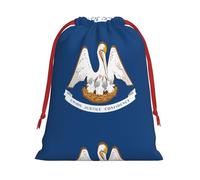Louisiana State Flag Print Plush Gift Bags Reusable Drawstring Gift Wrap Bags,For Holiday Candy Party Supplies