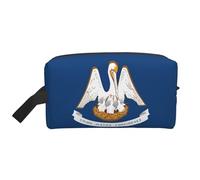 Louisiana State Flag Print Portable Travel Toiletry Storage Bag Large Capacity 600D Polyester Cosmetic Storage Bag