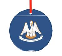 Louisiana State Flag Print Round Glass Pendant - Elegant Christmas Tree Hanging Ornament for Holiday, Xmas, Easter Decor