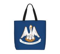 Louisiana State Flag Print Tote Bag For Women, Work Handbags, Large Capacity Casual Shoulder Handbags, For Travel Gym