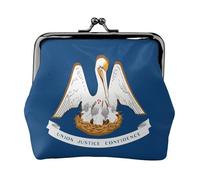 Louisiana State Flag Print Women'S Kiss Lock Coin Pouch, Mini Wallet For Cards And Lipstick, Soft Compact Purse