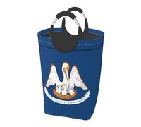 Louisiana State Flag Printed dirty clothes storage bag - portable laundry basket for dormitory/bedroom/laundry room