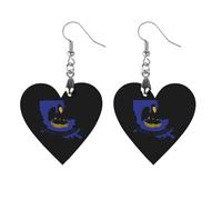 Louisiana State Logo Printed Wooden Earrings for Women Trendy Lightweight Charms Pendant Jewelry Apricot Shaped