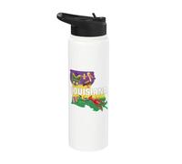 Louisiana State Map Mardi Gras Crawfish Brown Pelican Stainless Steel Insulated Water Bottle