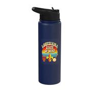 Louisiana State of Mind Retro Cajun Fleur De Lis Banjo Stainless Steel Insulated Water Bottle