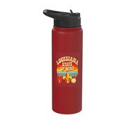 Louisiana State of Mind Retro Cajun Fleur De Lis Banjo Stainless Steel Insulated Water Bottle