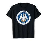 Louisiana State Seal Flag Value Graphic T-Shirt, Men, Black, S
