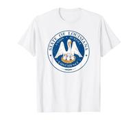 Louisiana State Seal Flag Value Graphic T-Shirt, Men, White, XL