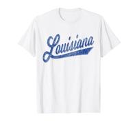 Louisiana Varsity Script Vintage Retro Style Value Graphic T-Shirt, Men, White, L