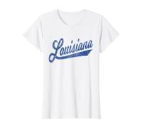 Louisiana Varsity Script Vintage Retro Style Value Graphic T-Shirt, Women, White, XL