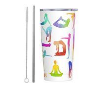 LOUJIN 20oz/550ml Stainless Steel Insulated Travel Coffee Cup, Gymnastics Travel Mug with Leakproof Lid, Straw and Straw Brush-Gymnastics