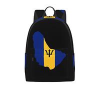 LOUJIN Backpack Flag Map of Barbados Large Canvas Student Bookbag Lightweight Casual Backpack for Boys Girls Adults