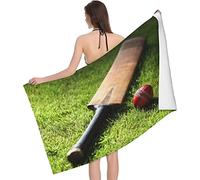 LOUJIN Bath Towel Cricket Bat And Ball Beach Towel Highly Absorbent Microfiber Beach Blanket Soft Bath Towels 80x130cm