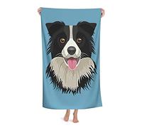 LOUJIN Beach Towel Border Collie Dog Highly Absorbent Microfiber Blanket Soft Bath Towels 80X130CM