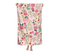 LOUJIN Beach Towel Cockapoo Dog Florals Cockapoo Cream Dog Pink Highly Absorbent Microfiber Blanket Soft Oversized Bath Towels 80X130CM