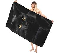 LOUJIN Beach Towel for Aldult Cat Pattern Black Cat Bath Towel,130 x 80cm Absorbent Quick Dry Pool Towel for Swimming, Beach, Sports