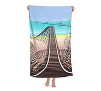 LOUJIN Beach Towel Roller Coaster Highly Absorbent Microfiber Blanket Soft Bath Towels 80X130CM