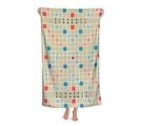 LOUJIN Beach Towel Scrabble Board Print Highly Absorbent Microfiber Blanket Soft Bath Towels 80X130CM
