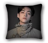 LOUJIN BTS Bangtan Boys Jimin V Suga Jungkook Double-Sided Linen Decorative Square Pillowcases Pillow Cover, K-pop Cartoon Car Pattern, 45cm x 45cm, 1 Count, Living Room Decoration