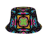 LOUJIN Bucket Hat Coldplay Kaleidoscope Colorful Psychedelic Adult Summer Sun Hat Portable Foldable Hat for Outdoor Holiday Beach Black