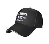 LOUJIN Finland Est.1917 Helsinki Mesh Baseball Cap Breathable Adjustable Sports Cap Summer Sun Hat Black for Women Men