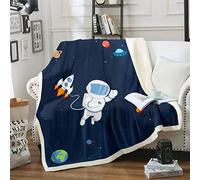 LOUJIN Galaxy Outer Space Themed Plush Blanket Astronaut Space Rocket Pattern Fleece Throw Blanket for Couch Bed Sofa Universe Planet Pri 125CM X 100CM