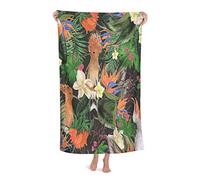 LOUJIN Hoopoe Birds Bath Towels Microfiber Absorbent Bath Towel Super Soft Skin Friendly Beach Towel for Bathroom Swimming Travel 130x80cm