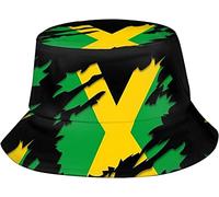 LOUJIN Jamaica Flag Jamaican Bucket Hat Wide Brim UV Protection Sun Hat Packable Outdoor Hats for Men Women