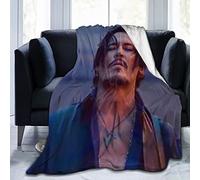 LOUJIN Johnny Depp Throw ，Super Soft & Comfy Flannel Fleece ，Lightweight Cozy Microfiber Anti-Pilling Plush for Couch, Bed, Sofa, 150CM X 125CM
