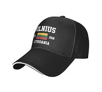 LOUJIN Lithuania Est.1918 Vilnius Mesh Baseball Cap Breathable Adjustable Sports Cap Summer Sun Hat Black for Women Men