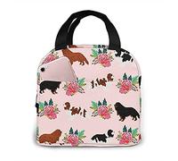 LOUJIN Lunch Bag Cavalier King Charles Spaniel Pink Tote Bag Lunch Boxes Reusable Insulated Cooler Bag Water-Resistant Thermal Meal Bag Snack Bag