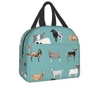 LOUJIN Lunch Bag Goat Breeds Blue Tote Bag Lunch Boxes Reusable Insulated Cooler Bag Water-Resistant Thermal Meal Bag Snack Bag