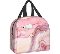 LOUJIN Lunch Bag Insulated Lunch Box Pink Marble Abstract Splash Reusable Lunch Tote Box Bag for Travel/Picnic/Work/Hiking/School/Office