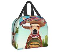 LOUJIN Lunch Bag Mexican Dog Chihuahua Tote Bag Lunch Boxes Reusable Insulated Cooler Bag Water-Resistant Thermal Meal Bag Snack Bag
