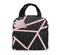 LOUJIN Lunch Bag Rose Gold Marble Tote Bag Lunch Boxes Reusable Insulated Cooler Bag Water-Resistant Thermal Meal Bag Snack Bag