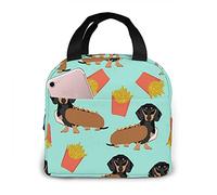 LOUJIN Lunch Bag Sausage Dog Dachshund Tote Bag Lunch Boxes Reusable Insulated Cooler Bag Water-Resistant Thermal Meal Bag Snack Bag
