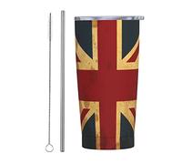 LOUJIN Stained Union Jack UK Flag 20 Oz Vacuum Travel Mug Water Bottles Stainless Steel Tumbler Coffee Cup