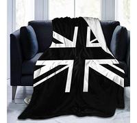 LOUJIN Super Soft Union Jack in Black Micro Fleece Blanket Suitable for Sofa Blankets for Adults and Children Bed Blankets 125X100CM