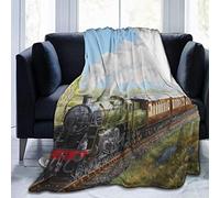 LOUJIN Throw s,Couch Wrap,Microfleece,Shaggy Throw,Steam Train And Railway Men & Women Flannel For Sofa Bed Home Office,All Seasons 150CM X 125CM
