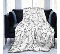 LOUJIN Weighted Blanket Cat Cute Animals Pet Pattern Blanket Artistic Lightweight Comfortable and Soft Micro-Travel Blanket 150x125cm