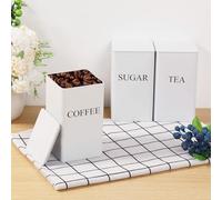 LOUJINGREO 3 Pcs Tea,Coffee,and Sugar Jar Set, Kitchen Storage Canisters,Airtight Metal Organization Jars with Secure Lids Food Storage Jars for Decorative Home Kitchen Snack Spices