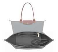 LOUKAYCCI Felt Purse Organizer Insert for Longchamp Le Pliage L Handbag Insert (Light Grey, Large)