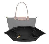 LOUKAYCCI Purse Organiser Insert for Longchamp Le Pliage M Handbag Insert Felt Long Champ Tote Bag Organiser Insert with Cup (Black, M)