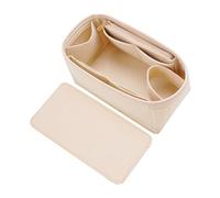LOUKAYCCI Purse Organizer & Base Shaper Fit Speedy 25 & Neverfull PM, Goyards, MK,Longchamps More,Felt Bag Organizer Insert for Handbags with Metal Zipper [Bottle type] (Medium, Beige)