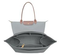 LOUKAYCCI Purse Organizer Insert for Longchamp Le Pliage L Handbag Insert Felt Long Champ Tote Bag Organizer Insert with Cup (LightGrey, Large)