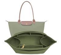 LOUKAYCCI Purse Organizer Insert for Longchamp Le Pliage L Handbag Insert Felt Long Champ Tote Bag Organizer Insert with Cup (Green, Large)
