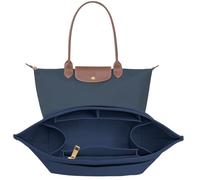 LOUKAYCCI Purse Organizer Insert for Longchamp Le Pliage L Handbag Insert Felt Long Champ Tote Bag Organizer Insert with Cup (DarkBlue, Large)