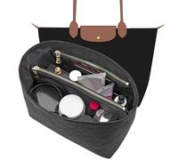 LOUKAYCCI Waterproof Purse Organizer Insert for Longchamp le Pliage Large Handbags Insert DupontPaper Lightweight with YKK Zipper (Black, Large)