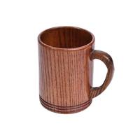 LOUKEKE 1Pc Vintage Wooden Tea Cup Handmade Japanese Style Wood Coffee Mug with Handle
